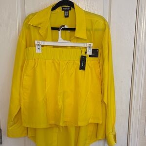 Express Bright Yellow Portifino shirt and Shorts